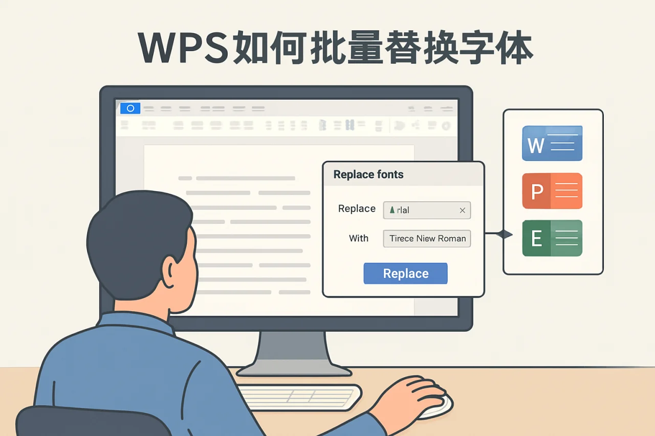 WPS如何批量替换字体